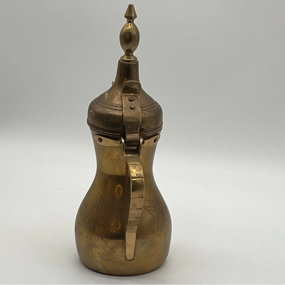 Vintage Etched Islamic Middle East Arabic Dallah Copper Brass Coffee Pot 10